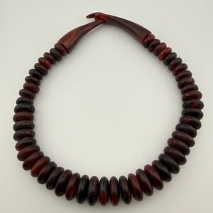 Catherine Noll Horn Necklace Red Amber Graduated Disk Modernist Statement Hook